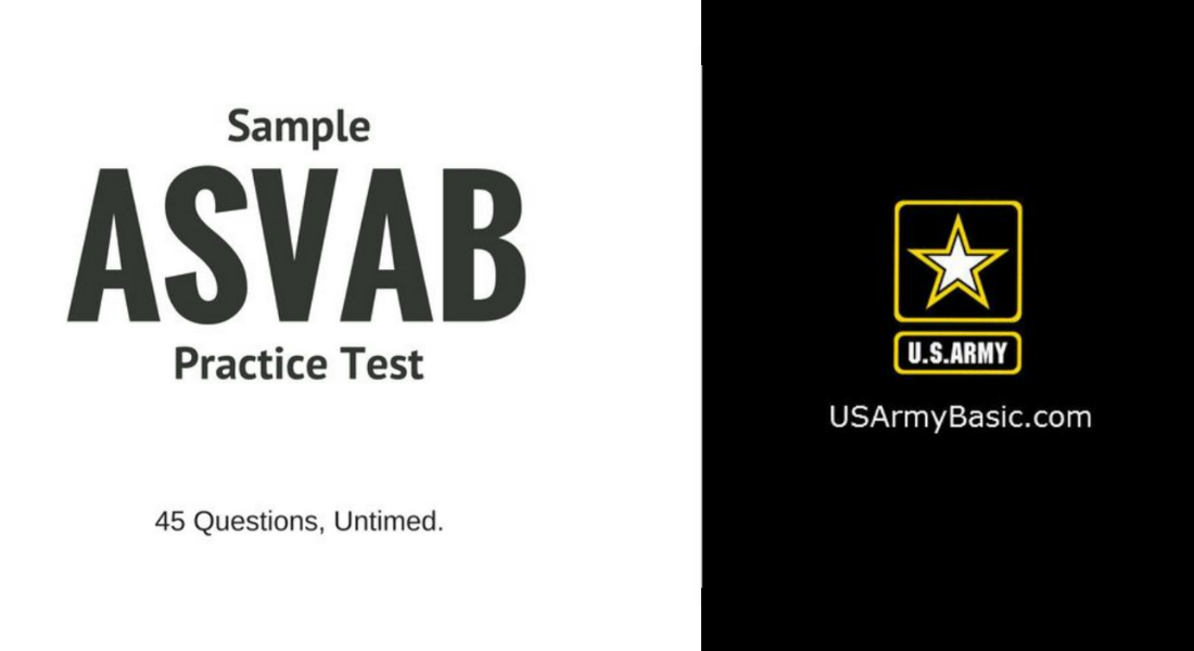 Sample ASVAB test with 45 questions, untimed, available on USArmyBasic.com.