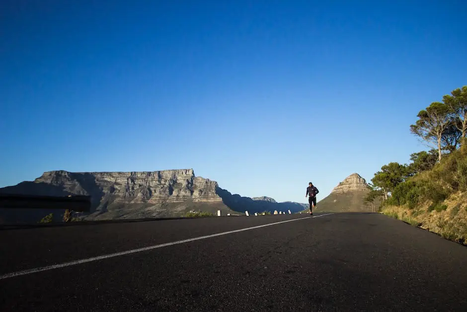 A person engaging in a cardio workout, running outdoors.