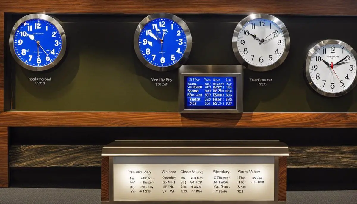 A clock showing both conventional and military time formats.