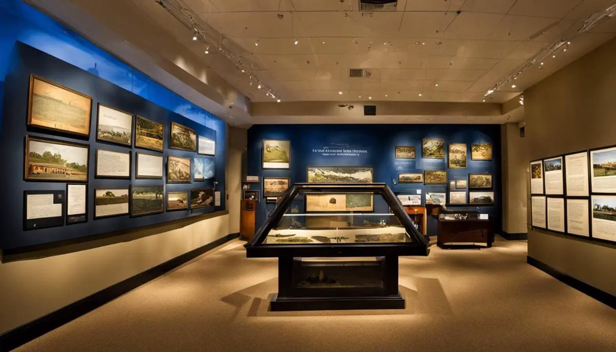An image showing the various exhibitions at Fort Benning Museums, showcasing artifacts and interactive displays.