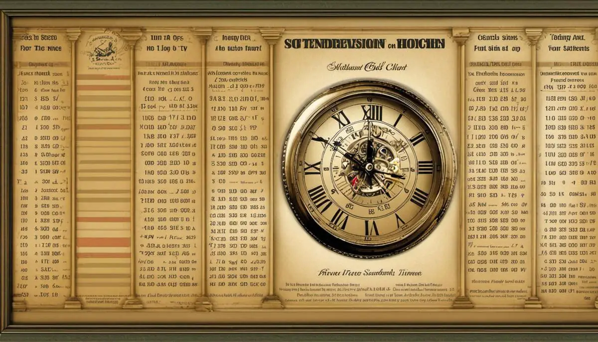 A military time chart displaying the conversion between standard 12-hour clock time and 24-hour military time, with instructions on how to read and use the chart.
