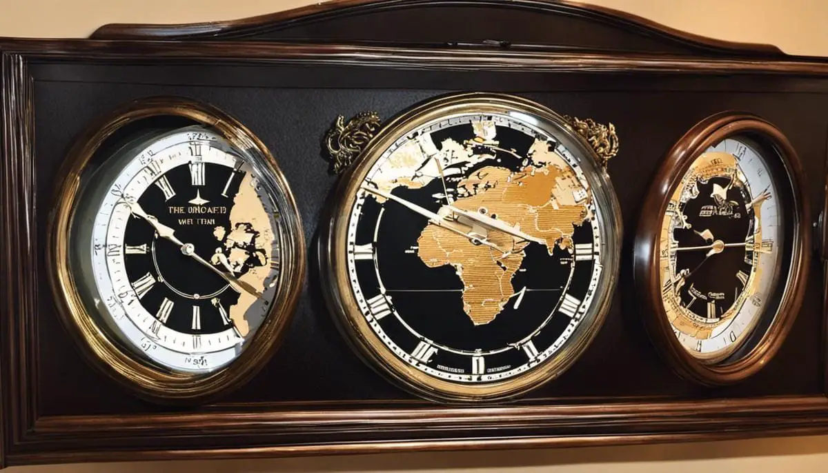 A clock showing two different time zones being converted to military time.